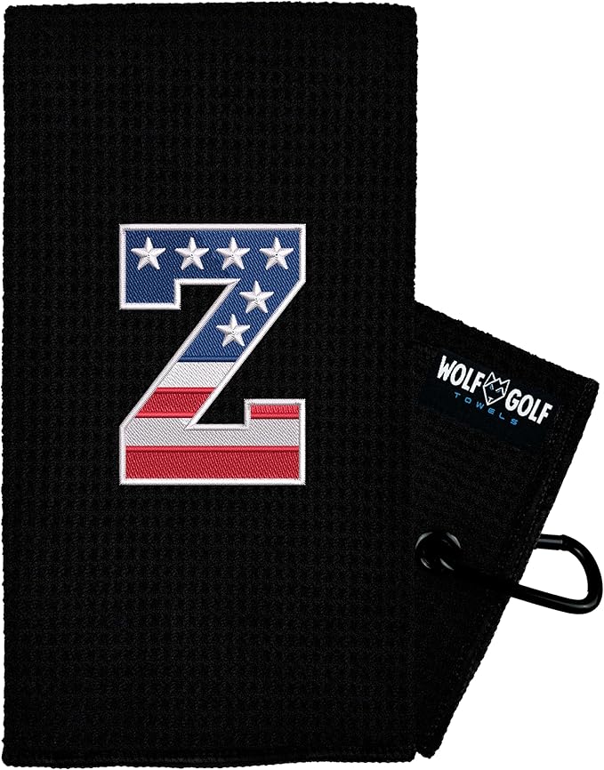 Wolf Golf Towels USA Monogrammed Personalized Golf Towel | Custom Golf Towels for Golf Bags for Men or Women