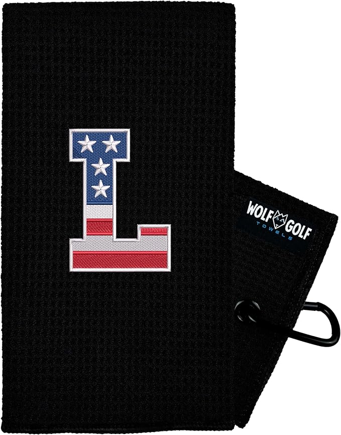 Wolf Golf Towels USA Monogrammed Personalized Golf Towel | Custom Golf Towels for Golf Bags for Men or Women