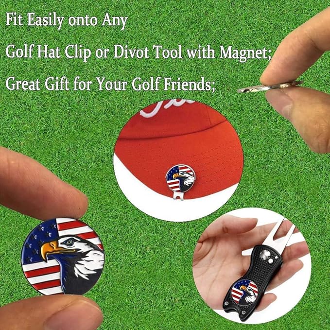 Amy Sport Golf Ball Markers Assorted Patterns Fits All Magnetic Golf Tools Value Set, Alloy Soft Enamel Technique Marker for Hat Clips Gloves Golf Divot Tools Marks