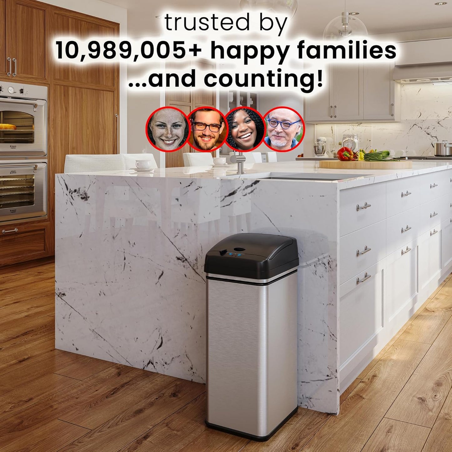 iTouchless 13 Gallon Dog Proof Trash Can with Odor Filter, Motion Sensor Stainless Steel Kitchen Trashcan Garbage Bin for Home Office Work Bedroom Living Room Garage Large Capacity Slim Wastebasket