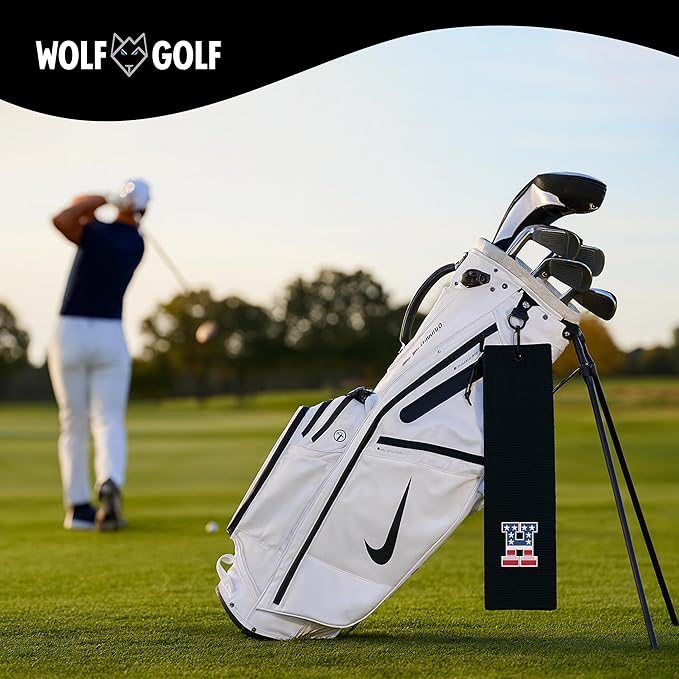 Wolf Golf Towels USA Monogrammed Personalized Golf Towel | Custom Golf Towels for Golf Bags for Men or Women