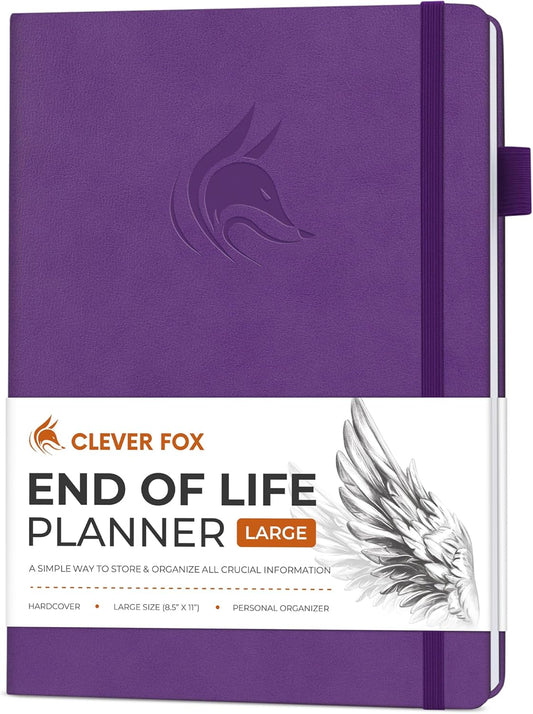 Clever Fox Large End of Life Planner – Guided Final Arrangements Organizer Notebook for Instructions, Beneficiary Info, Will Preparation, Last Wishes & Funeral Planning – 8.5" x 11" (Purple)