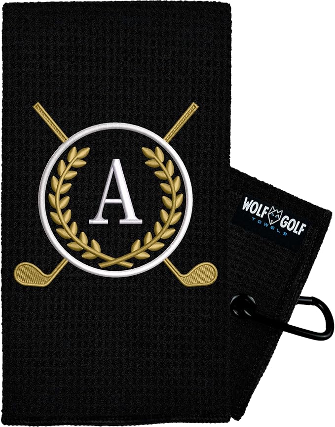 Wolf Golf Towels Monogrammed Personalized Golf Towel | Custom Golf Towels for Golf Bags for Men or Women