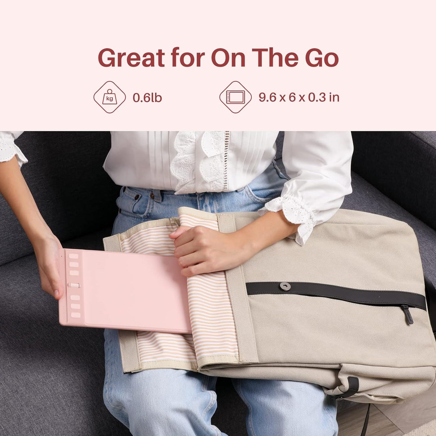 HUION Inspiroy 2 Small Drawing Tablet, Digital Art Tablet with Scroll Wheel, 6 Hot Keys, Battery-Free Stylus, Pink Graphics Tablet for Drawing, Design, Writing, Work with PC, Mac & Android