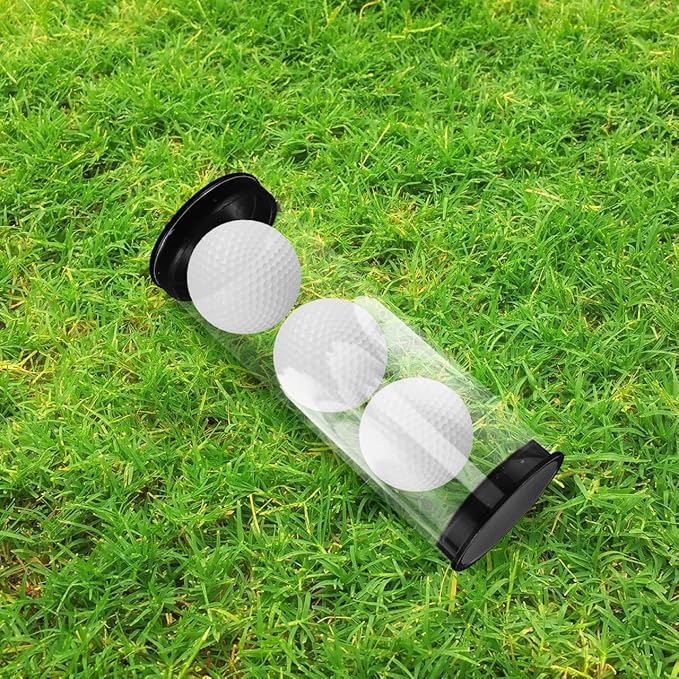 HANABASS 4pcs Transparent Tennis Ball Can Holder Empty Golf Canister Clear Plastic Tennis Tube Small Balls Storage Container for Golf Training Accessories