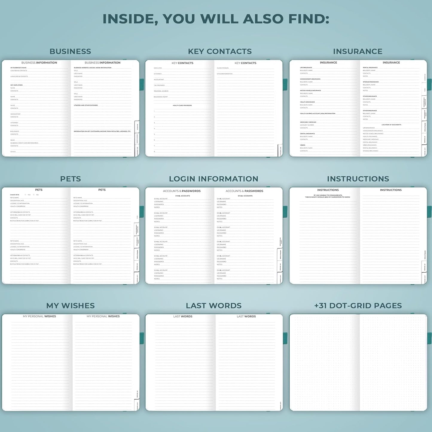 Clever Fox End of Life Planner – Final Arrangements Organizer for Beneficiary, Will Preparation, Last Wishes & Funeral Planning, A5 (Dark Teal)