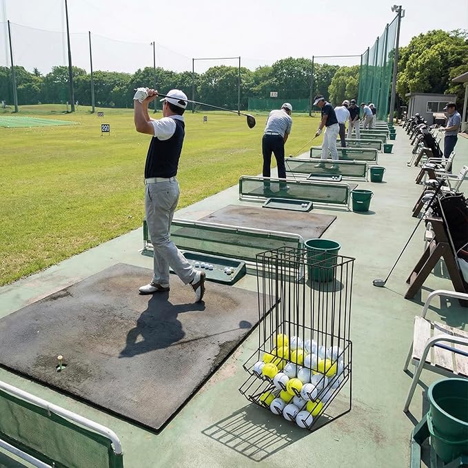 MyGift 60 Capacity Golf Ball Basket Holder - Matte Black Metal Wire Golf Ball Dispenser and Countertop Display Rack