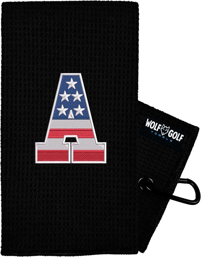 Wolf Golf Towels USA Monogrammed Personalized Golf Towel | Custom Golf Towels for Golf Bags for Men or Women