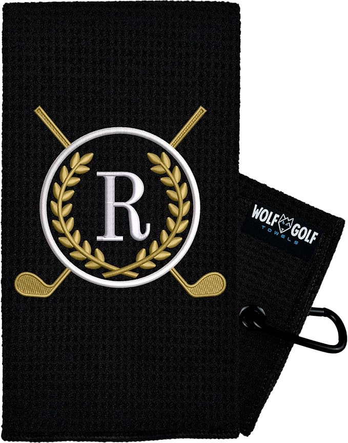 Wolf Golf Towels Monogrammed Personalized Golf Towel | Custom Golf Towels for Golf Bags for Men or Women