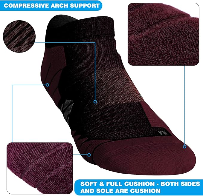 Hylaea No Show Running Athletic Anti-Blister Wicking Coolmax Socks, Seamless Anti-odor