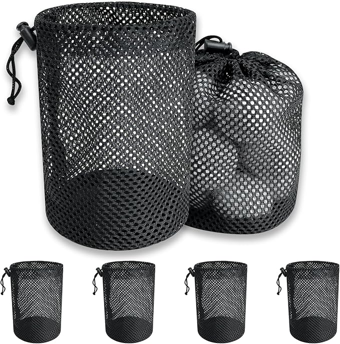 Golf Ball Storage Bag-6 Pack Mesh Bags with Drawstring，Golf Shag Bag Organizer,Sports Equipment Organizer Sack，for Collecting Half Balls Tennis Beach Trave