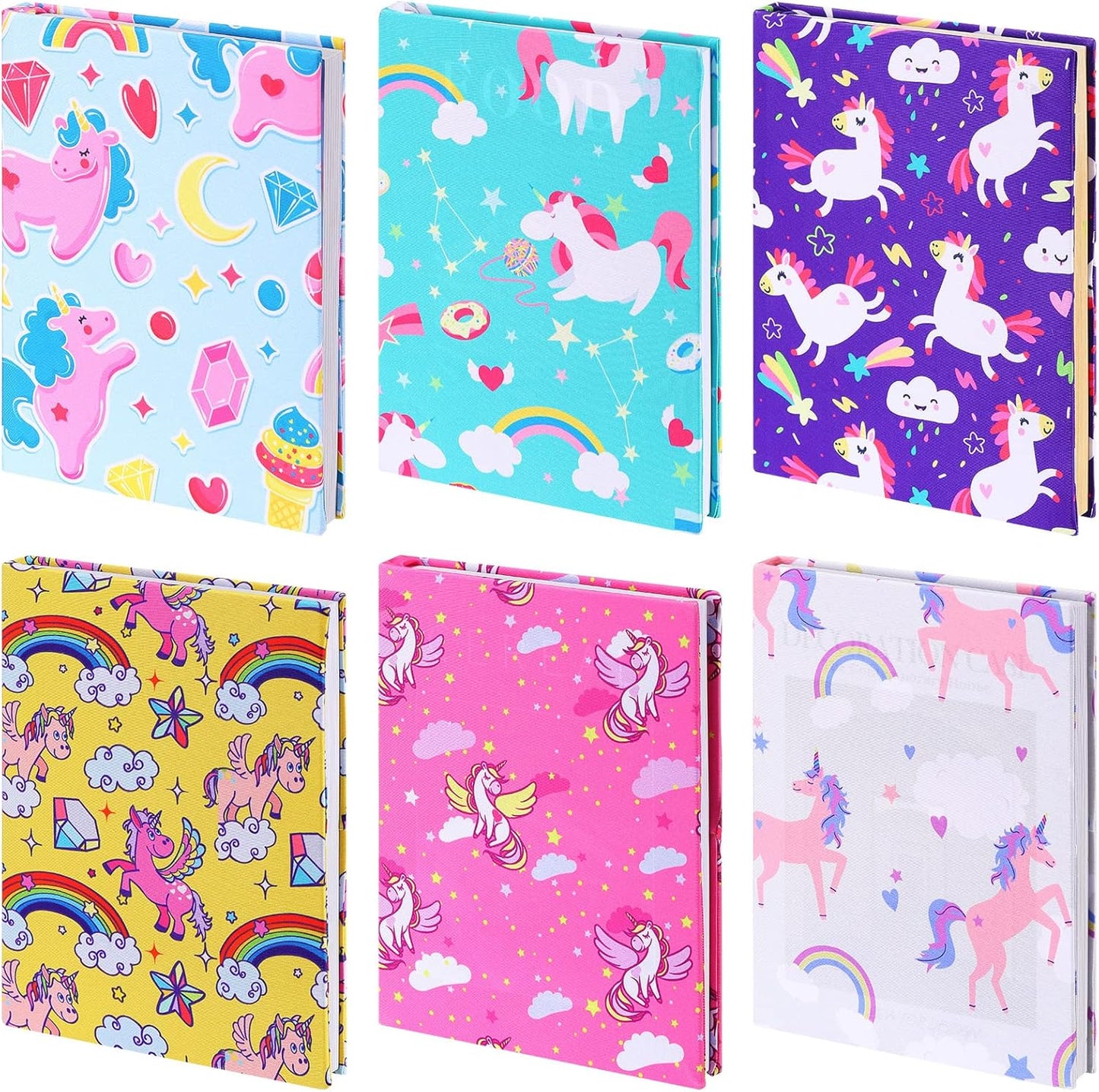6 Pack Stretchable Book Cover Jumbo Fabric Book Covers Colorful Pattern Print Book Protector Washable Reusable Protective Textbook Cover for Hardcover Textbooks up to 9 x 11 Inch (Unicorn Pattern)