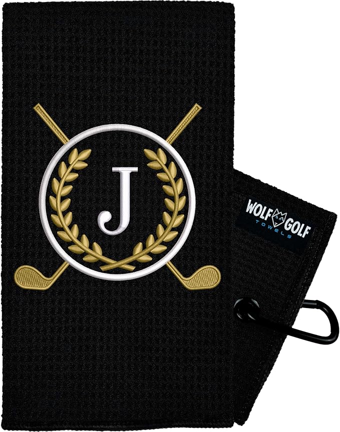 Wolf Golf Towels Monogrammed Personalized Golf Towel | Custom Golf Towels for Golf Bags for Men or Women