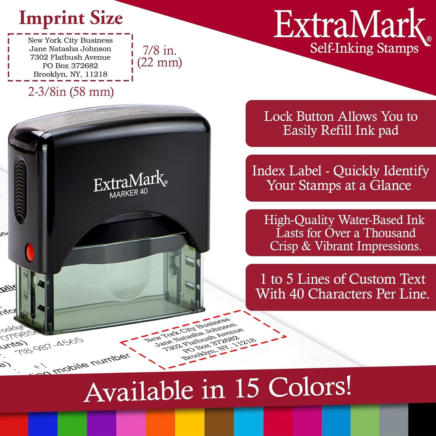 Return Address Stamp - Custom Self Inking Rubber Stamp - Personalized Stamp - Customizable Text with 15 Colors - Wedding Invitation & Housewarming Rubber Stamp