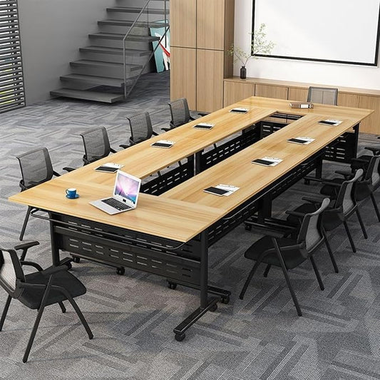 Foldable Conference Table, Folding Conference Room Table with Wheels, Flip Top Mobile Training Table, Rolling Seminar Meeting Tables for Office Training Room Classroom (4pack 63in)