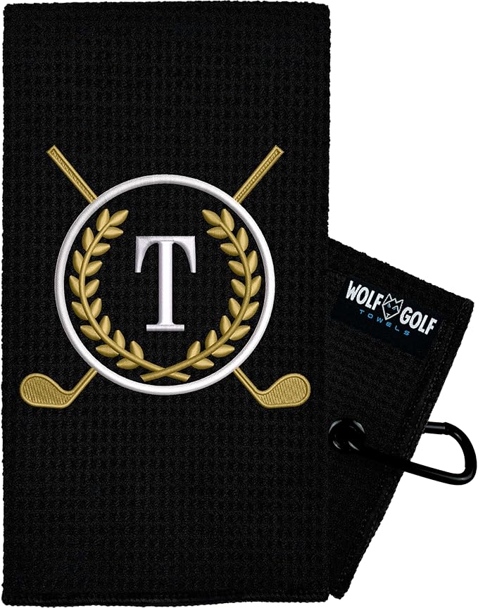 Wolf Golf Towels Monogrammed Personalized Golf Towel | Custom Golf Towels for Golf Bags for Men or Women
