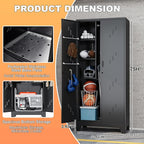 Golf Bag Storage Cabinet Fits 2 Bags, Metal Golf Bag Organizer with Lockable Doors, 75" Sports Equipment Organizer for Garage, Home, Office, Gym