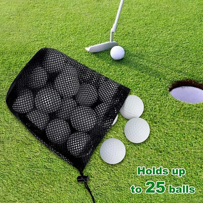 Golf Ball Storage Bag-6 Pack Mesh Bags with Drawstring，Golf Shag Bag Organizer,Sports Equipment Organizer Sack，for Collecting Half Balls Tennis Beach Trave