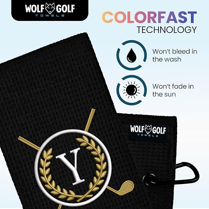 Wolf Golf Towels Monogrammed Personalized Golf Towel | Custom Golf Towels for Golf Bags for Men or Women