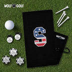 Wolf Golf Towels USA Monogrammed Personalized Golf Towel | Custom Golf Towels for Golf Bags for Men or Women