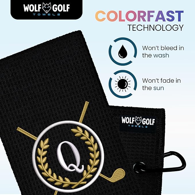 Wolf Golf Towels Monogrammed Personalized Golf Towel | Custom Golf Towels for Golf Bags for Men or Women
