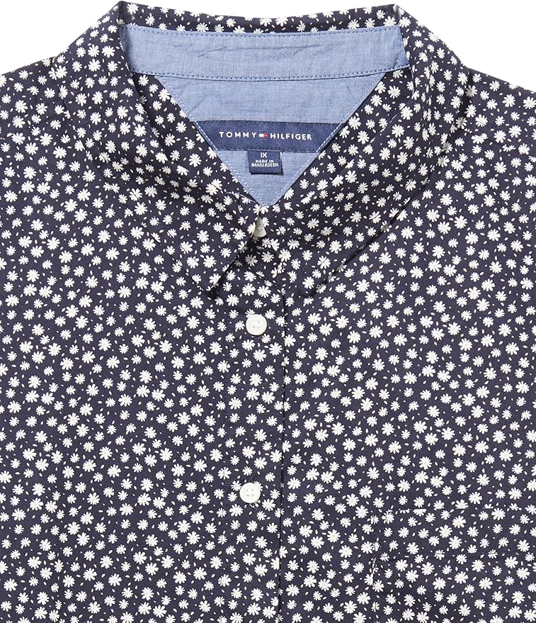 Tommy Hilfiger Women's Long Button Up Collared Shirt with Roll Tab Sleeve