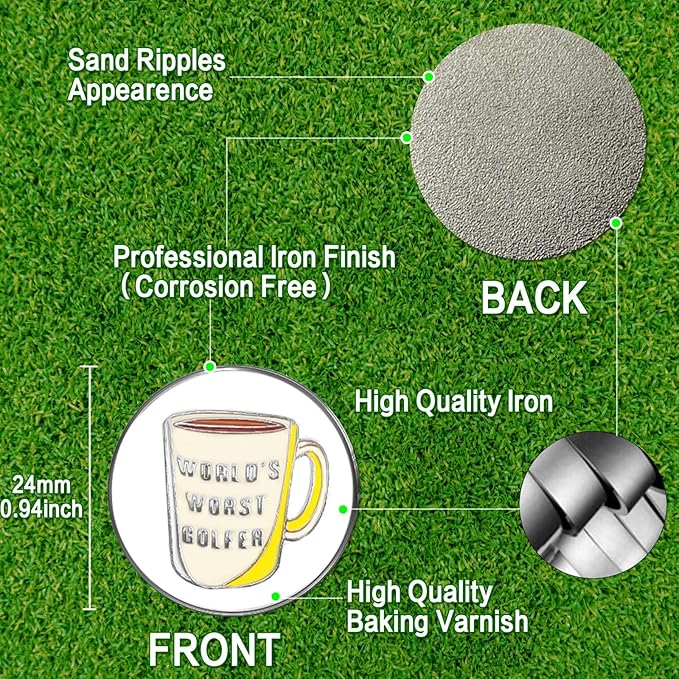 Amy Sport Golf Ball Markers Assorted Patterns Fits All Magnetic Golf Tools Value Set, Alloy Soft Enamel Technique Marker for Hat Clips Gloves Golf Divot Tools Marks