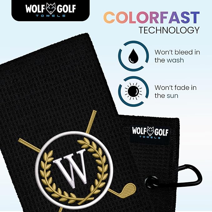 Wolf Golf Towels Monogrammed Personalized Golf Towel | Custom Golf Towels for Golf Bags for Men or Women