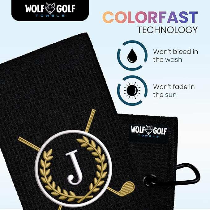 Wolf Golf Towels Monogrammed Personalized Golf Towel | Custom Golf Towels for Golf Bags for Men or Women