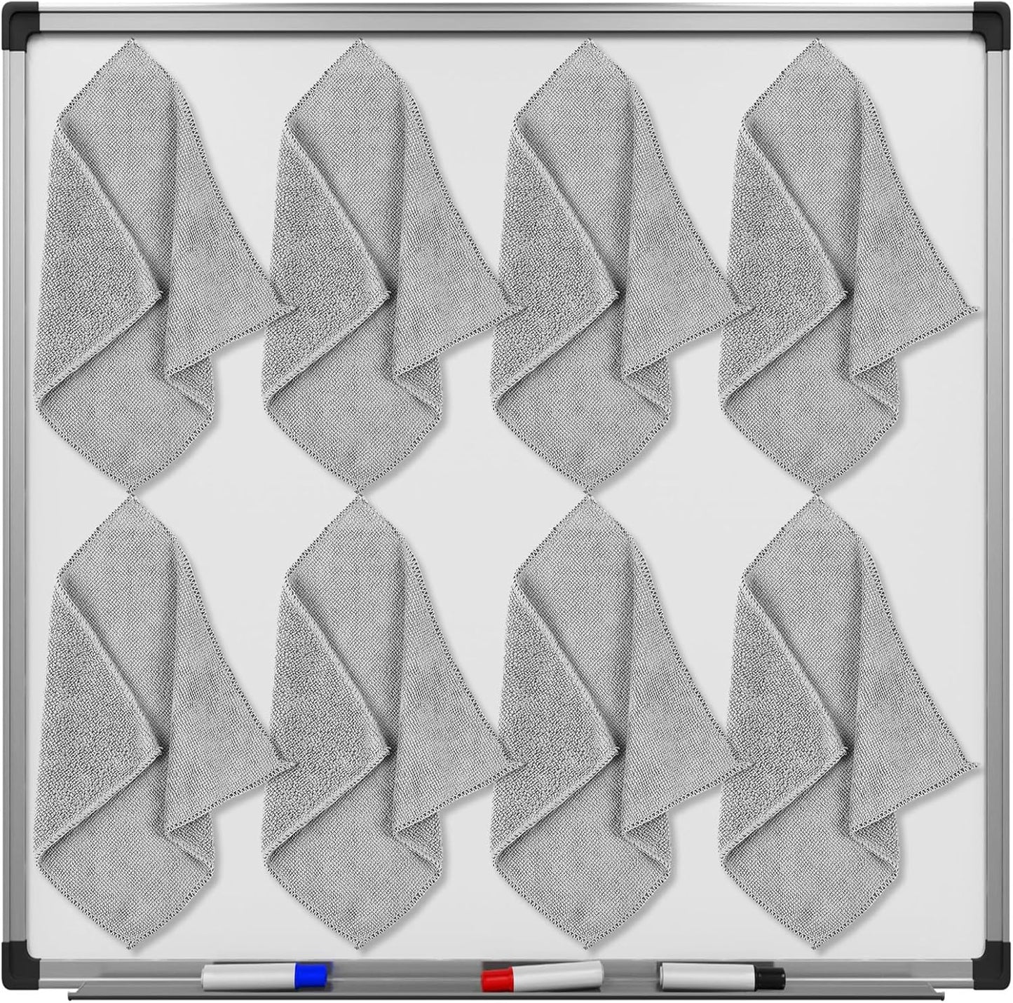 Zopeal 8 Packs Dry Erase Board Cleaning Cloth Microfiber Eraser Magnetic Whiteboard Eraser Washable for Whiteboard Dry Erase Cloth for Home and Office, 10'' x 9. 25''(Light Gray)