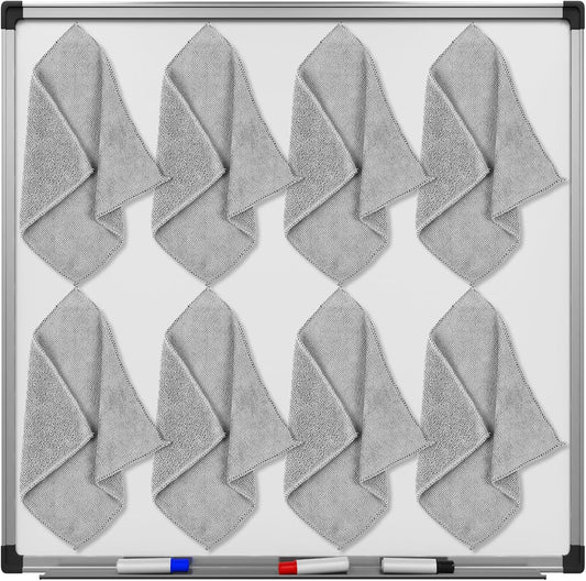 Zopeal 8 Packs Dry Erase Board Cleaning Cloth Microfiber Eraser Magnetic Whiteboard Eraser Washable for Whiteboard Dry Erase Cloth for Home and Office, 10'' x 9. 25''(Light Gray)