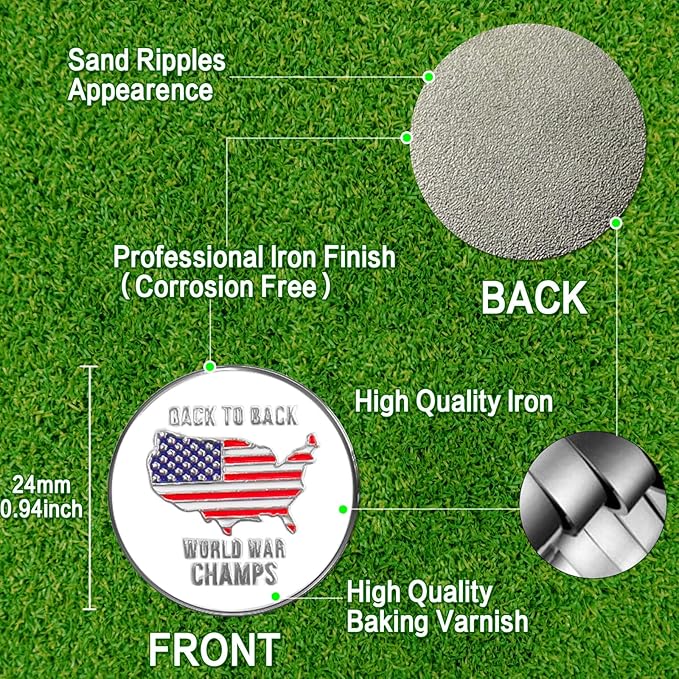 Amy Sport Golf Ball Markers Assorted Patterns Fits All Magnetic Golf Tools Value Set, Alloy Soft Enamel Technique Marker for Hat Clips Gloves Golf Divot Tools Marks