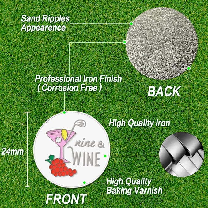 Amy Sport Golf Ball Markers Assorted Patterns Fits All Magnetic Golf Tools Value Set, Alloy Soft Enamel Technique Marker for Hat Clips Gloves Golf Divot Tools Marks