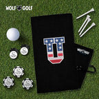 Wolf Golf Towels USA Monogrammed Personalized Golf Towel | Custom Golf Towels for Golf Bags for Men or Women