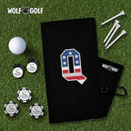 Wolf Golf Towels USA Monogrammed Personalized Golf Towel | Custom Golf Towels for Golf Bags for Men or Women